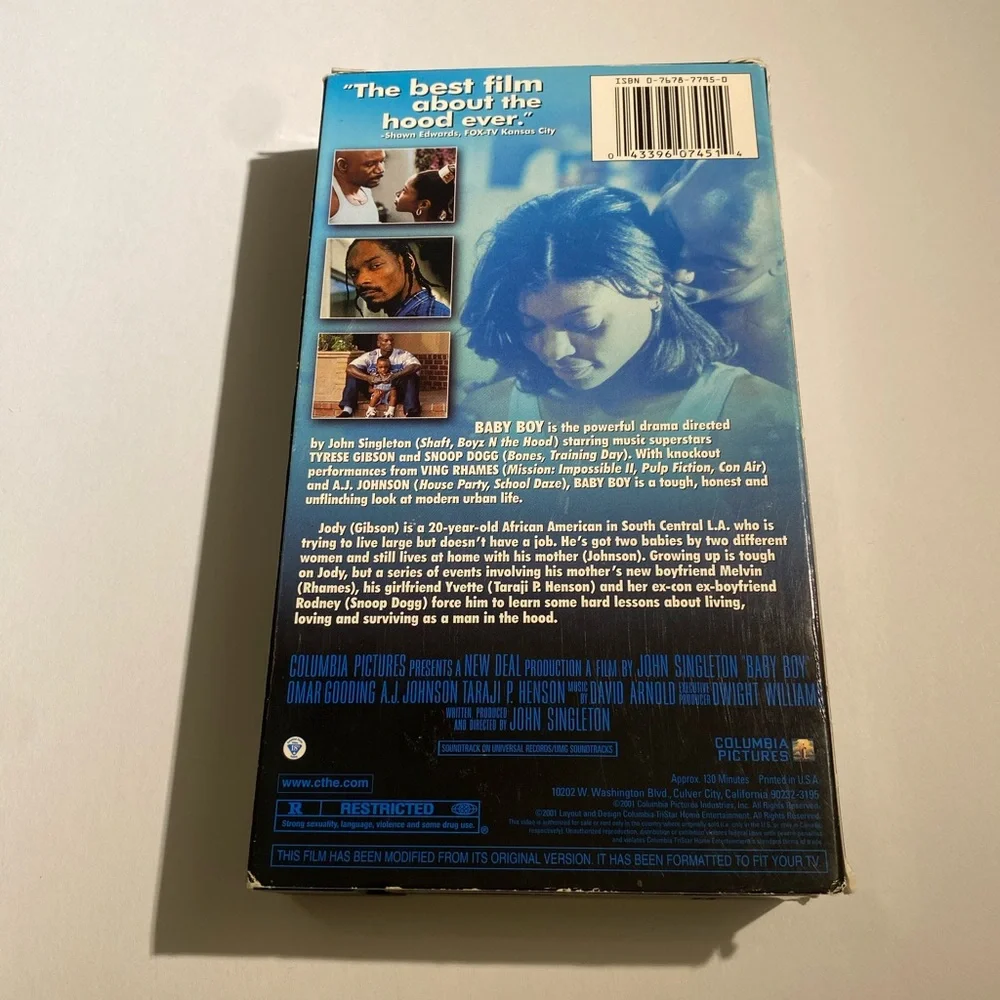 Vintage 90s Baby Boy Tyrese, Taraji, Snoop Dogg Hollywood Video Rental Copy